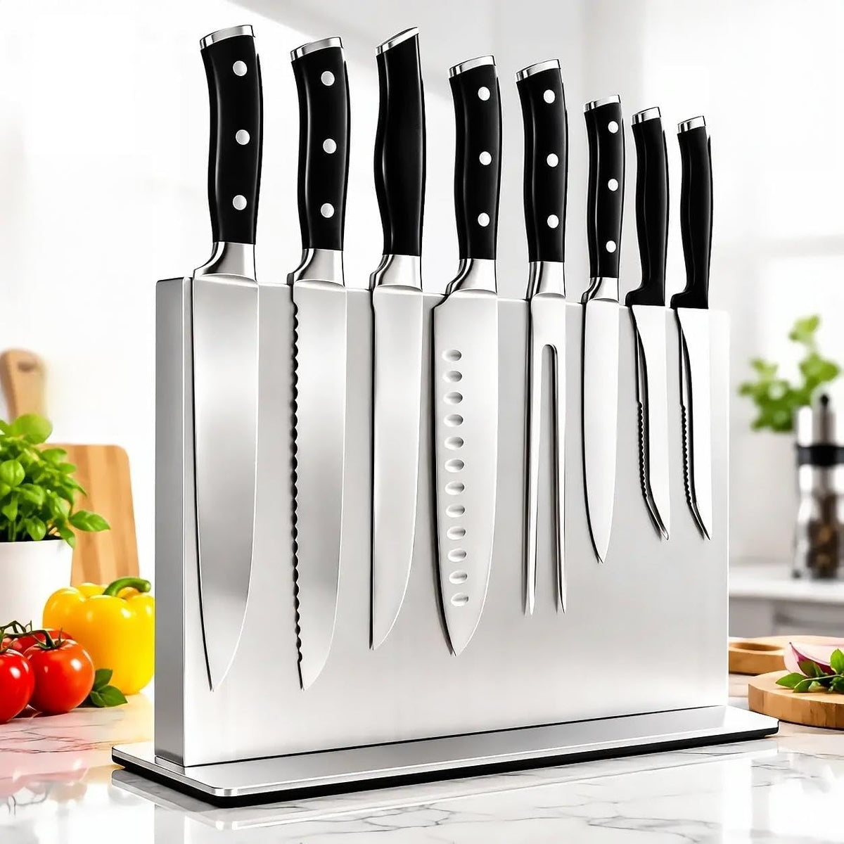 Elite Chefs™ 12-Inch Double-Sided Magnetic Knife Holder Block