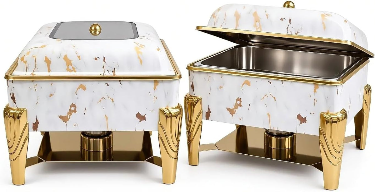 Elite Chefs™ 6.5 Qt Square Chafing Dish with Hydraulic Glass Lid