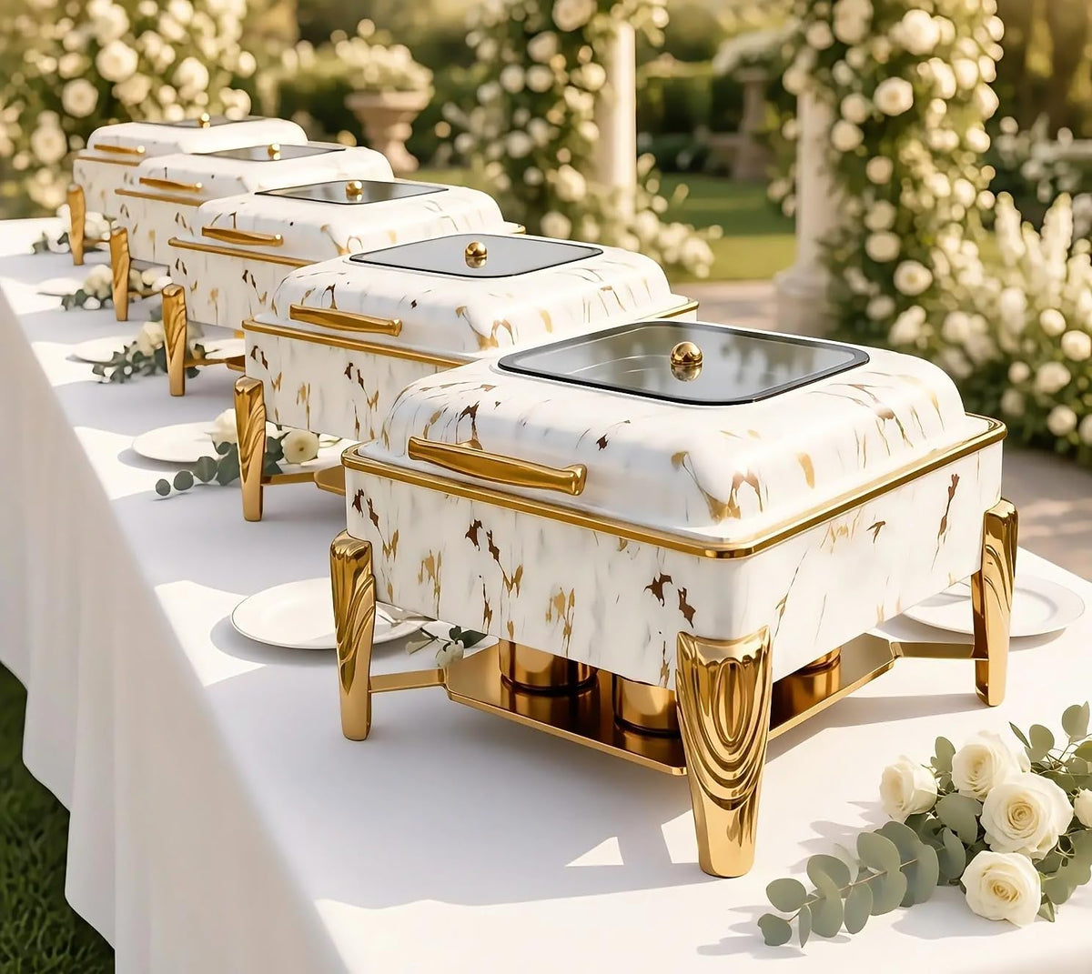 Elite Chefs™ 6.5 Qt Square Chafing Dish with Hydraulic Glass Lid