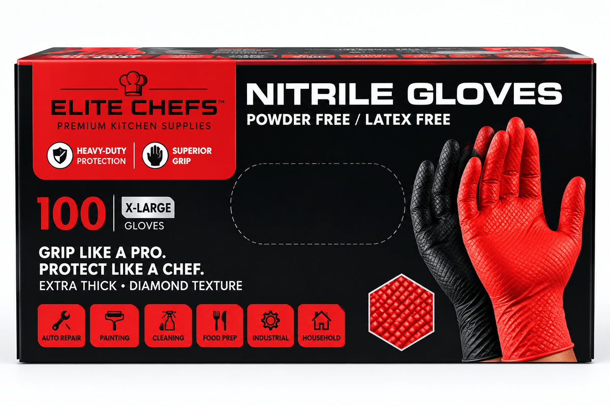 Elite Chefs™ 9 Mil Heavy-Duty Nitrile Gloves – 100 Count, X-Large