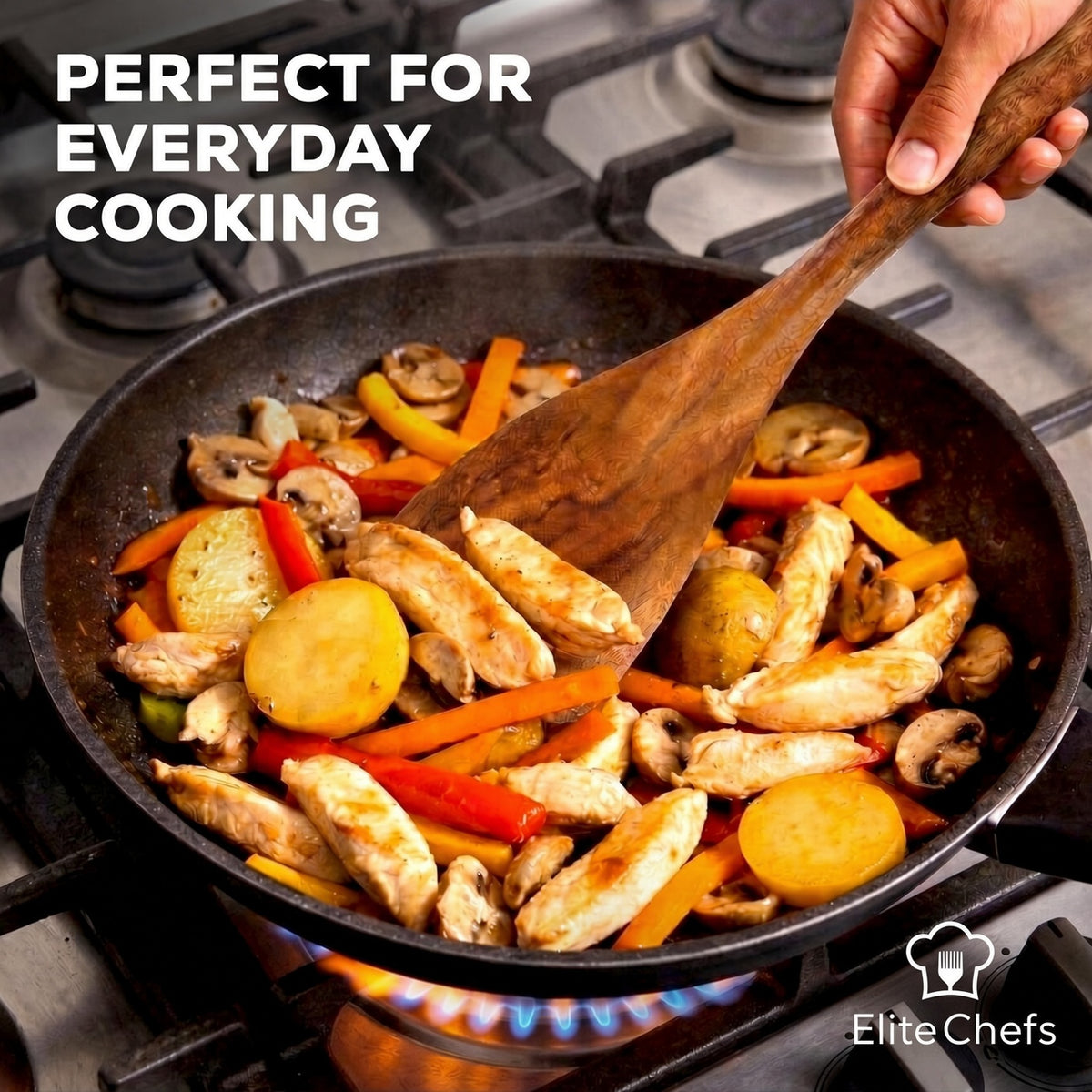 Elite Chefs™ 11-Piece Acacia Wooden Kitchen Utensil Set with Salt & Pepper Grinders