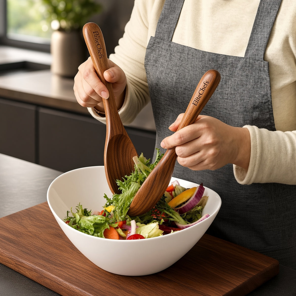 Elite Chefs™ 11-Piece Acacia Wooden Kitchen Utensil Set with Salt & Pepper Grinders