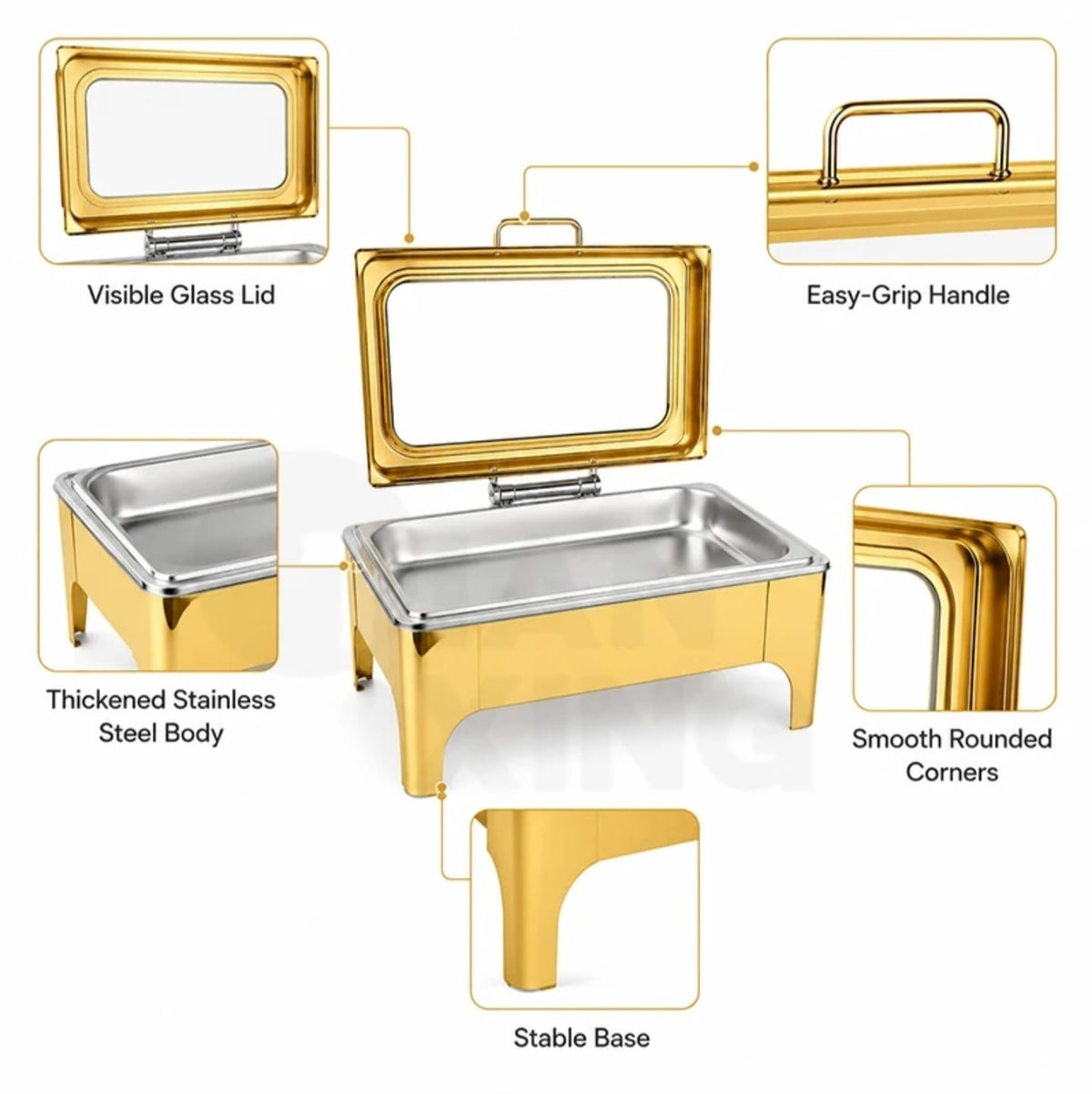 Elite Chefs™ 9L Gold Chafing Dish Buffet Food Warmer