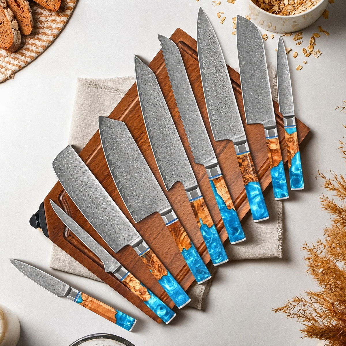 Elite Chefs™ Professional VG10 Damascus Steel Knife Set with Magnetic Holder