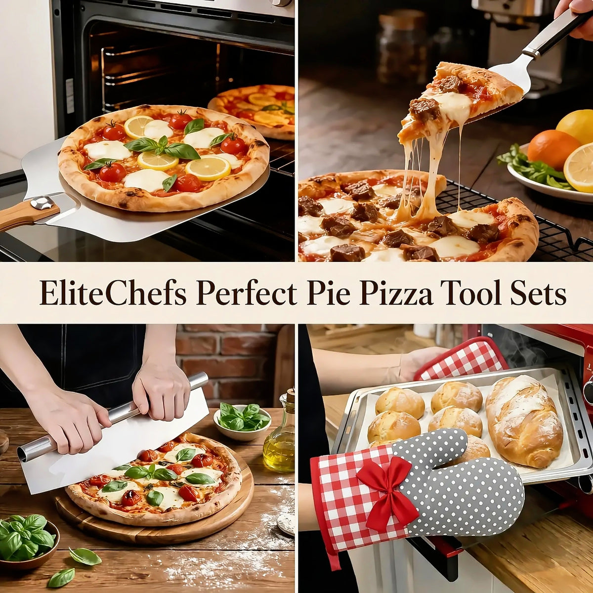 Elite Chefs™ 7-Piece Pizza Peel Set with Acacia Wood & Stainless Steel Tools