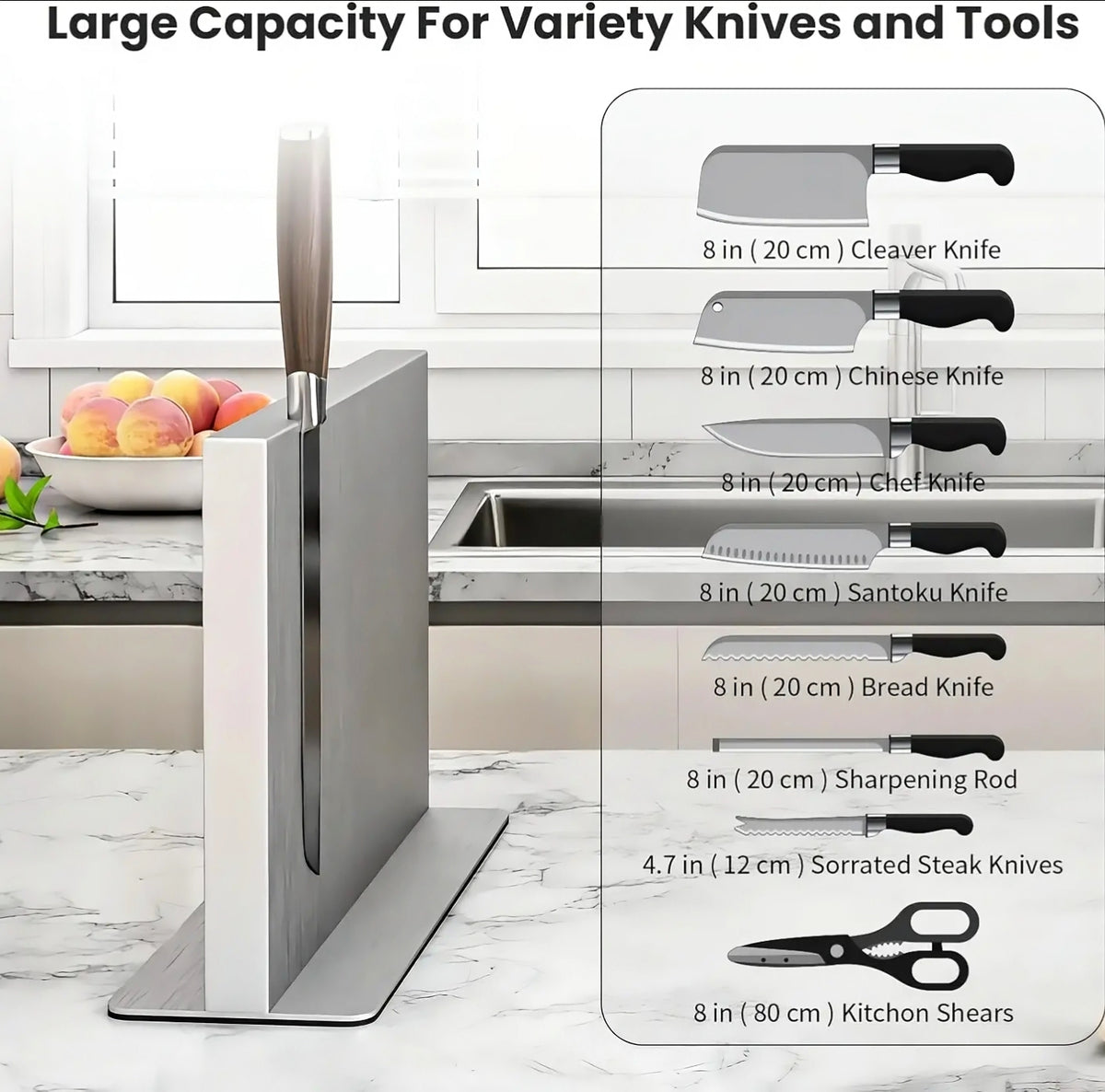 Elite Chefs™ 12-Inch Double-Sided Magnetic Knife Holder Block